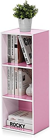 Furinno LUDER Book Shelf, 3-Cube Bookshelf, Bookcase with Open Shelves, 9.3 x 12 x 31.5, Easy Assembly, for Living Room, Bedroom, Home Office, White/Pink - Image 6