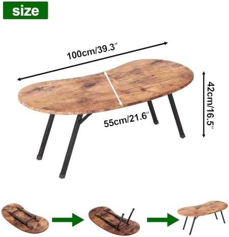 Foldable Coffee Table,Mid Century Modern Oval Coffee Table for Living Room - Image 3
