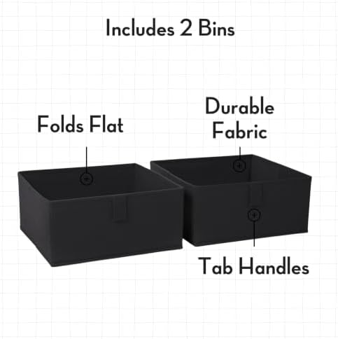 RiverRidge Folding Storage Bins - 2-pack of 5in Tall Black Cubes - Image 3