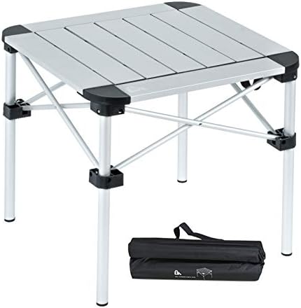 iClimb Lightweight Stable Alu. Folding Square Table Roll Up Top (Silver, S) by iClimb