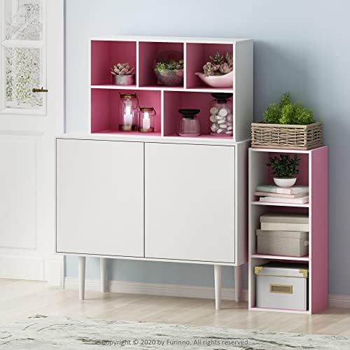 Furinno LUDER Book Shelf, 3-Cube Bookshelf, Bookcase with Open Shelves, 9.3 x 12 x 31.5, Easy Assembly, for Living Room, Bedroom, Home Office, White/Pink - Image 2