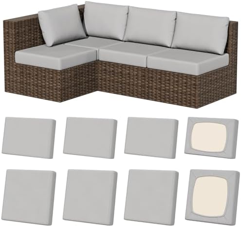 8Pcs Outdoor Cushion Covers, Stretch Patio Furniture Couch Chair Slipcovers by VORSHAPE