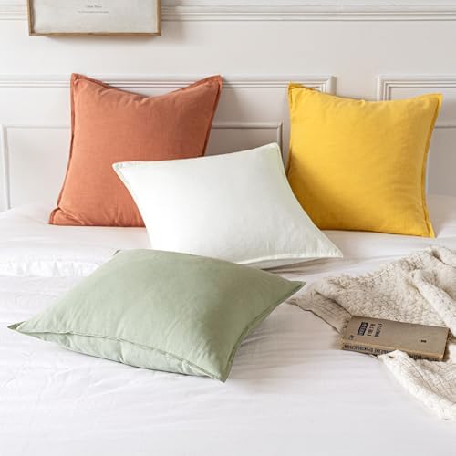 MIULEE Decorative Linen Euro Sham Pillow Covers 26x26 Light Green - Image 5