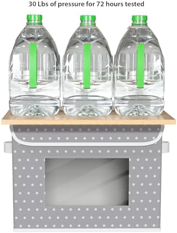 Univivi Fabric Foldable Storage Boxes with Lids, 4 Pack, Gray Star - Image 3