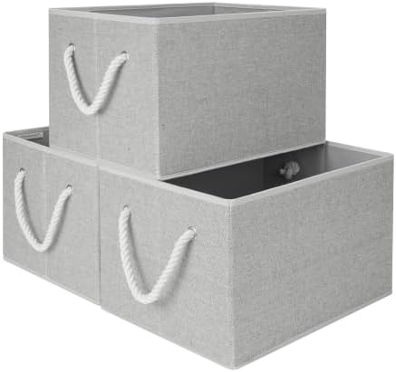 StorageWorks Storage Bins with Rope Handles, Gray, Extra Large, 3-Pack by StorageWorks