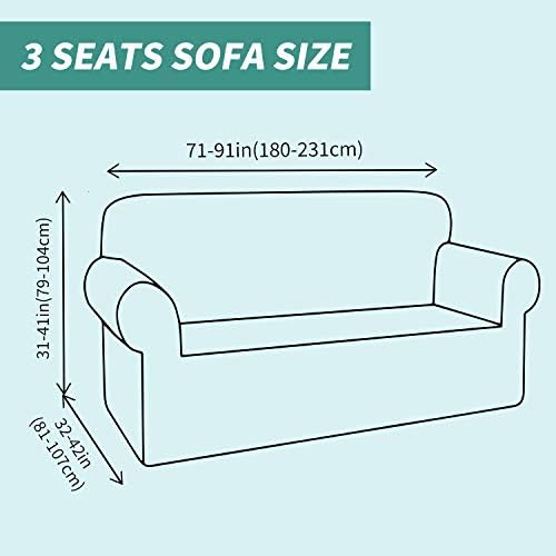 YEMYHOM Couch Cover Latest Jacquard Design High Stretch Sofa Covers for 3 Cushion Couch, Pet Dog Cat Proof Slipcover Non Slip Magic Elastic Furniture Protector (Large, Light Gray Checkered) - Image 6