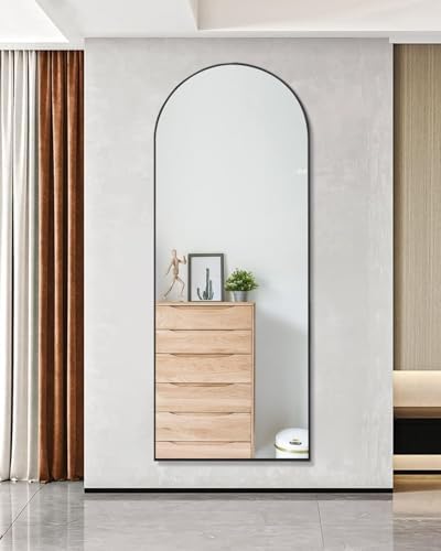 64''x21'' Arched Full Length Mirror with Stand, Full Body Mirror, Mirrors Full Length Floor Freestanding, Wall Mounted Mirrors for Bedroom Living Room Cloakroom (Black) - Image 2
