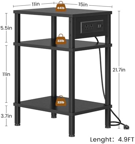 Creso hom Side Table with Charging Station, End Tables Living Room - Image 3