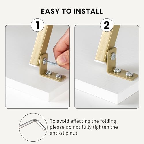 Acovy Foldable TV Trays, Small Folding Table, TV Trays Set of 2, TV Dinner Tray, Side Table for Bed, Couch, Portable Easy to Move, White & Gold - Image 5