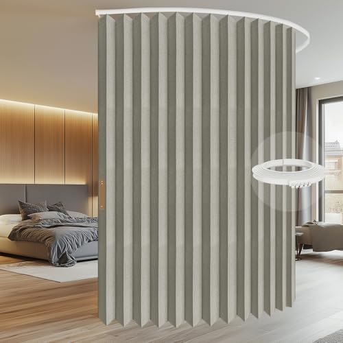 Room Divider Curtain Sets with Flexible Ceiling Track, Privacy Soundproof Curtain for Bedroom Office Patio Sliding Door(Grey, W100 x L84, 1 Pack) - Image 2