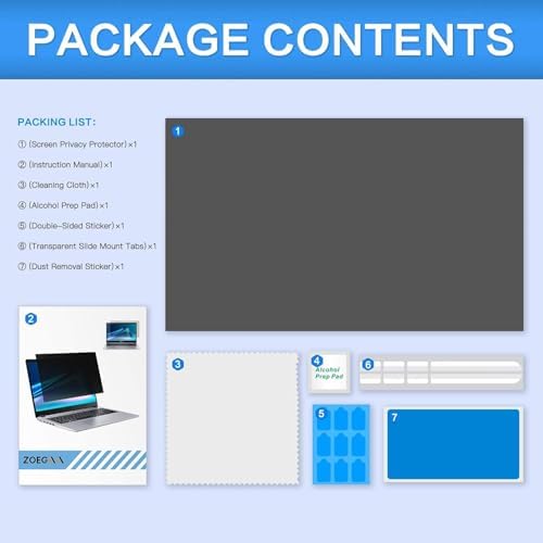 ZOEGAA 27 Inch Computer Privacy Screen Filter, for 16:9 Widescreen Computer Monitor 23.6"x13.3", Removable Computer Screen Privacy Shield and Anti Blue Light Anti Glare Screen Protector - Image 6