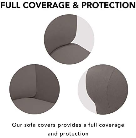 PureFit Stretch Loveseat Covers Fleece Couch Covers for Sofa Taupe - Image 3