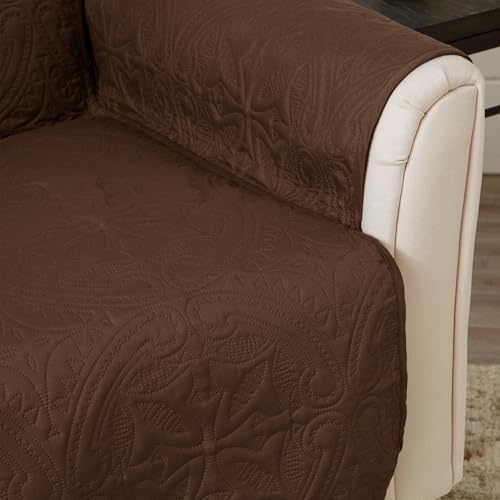 Great Bay Home Reversible Sofa Cover - Washable Slipcover Furniture Protector with Elastic Straps - Perfect for Kids & Pets - Quilted & Stitched Detail (Chocolate/Taupe) - Image 4