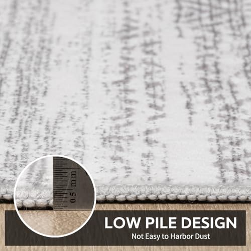 Small Area Rug-2x3 Entryway Rug Non Slip Washable Low Pile Indoor Door Mat Neutral Distressed Boho Moroccan Entrance Rugs Carpet for Bedroom Kitchen Powder Room Front Porch Bathroom, Grey - Image 4