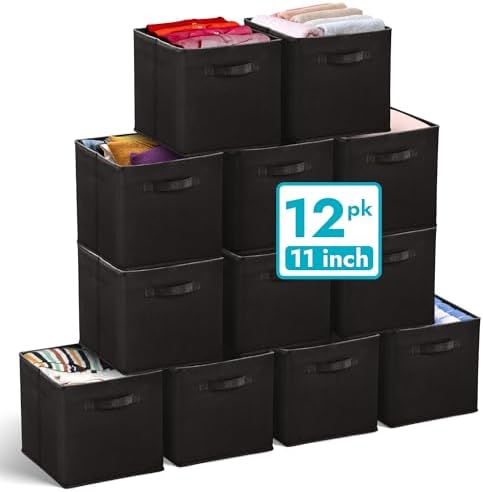 Reli. 11 Inch Cube Storage Bins (12 Pack) | Cube Organizer Bins by Reli