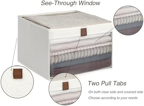 StorageWorks Closet Storage Bins with Clear Window, Beige, 3-Pack - Image 5