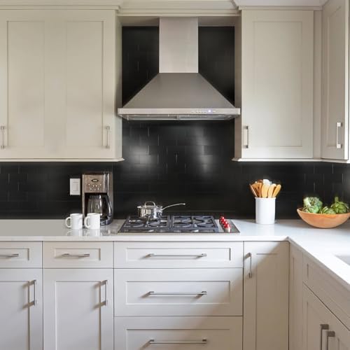Vamos Tile 100-Piece Peel and Stick Backsplash Seamless Tile,3''x6'' Brushed Black Metal Subway Tile,Stick on Backsplash for Kitchen/Bathroom/Laundry Room - Image 2