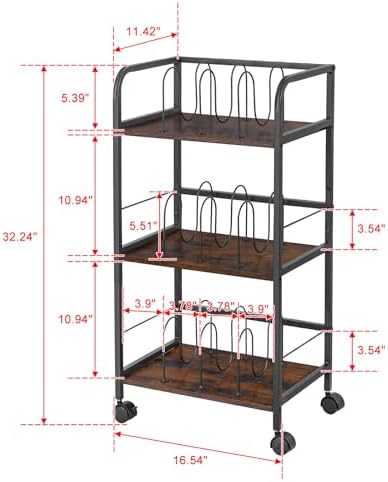 Feyejade Rolling Book Cart with Removable Dividers, 3-Tier File Cart with Wheels, Utility Storage Rack for Office, Home, Classroom, Art Supply Organizer, Binder and Laptop Shelf Rack - Image 5
