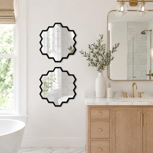 3pcs Hexagon Wall Mirror Decor, Self Adhesive Mirror Stickers, Decorative Mirror Tiles for Bedroom Bathroom Living Room Entryway Modern Moroccan Boho Wall Accents - Image 7