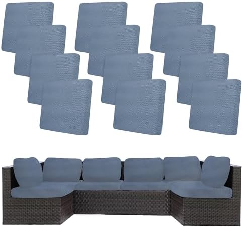 12 Pcs Outdoor Cushion Covers, Patio Sofa Cushion Covers Replacement by BIETYONE