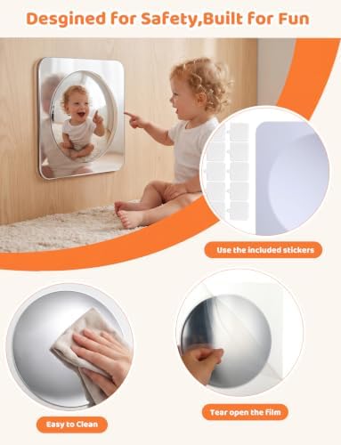 WDAHDHP Sensory Wall Mirror, 4Pcs Acrylic Supplies Interactive Bubble Mirror Wall Decoration for Kids Sensory Toys Classroom Home Decor, 10 x 10 Inch - Image 6