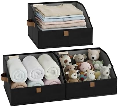 StorageWorks Closet Storage Bins Trapezoid, Black, Small, 3-Pack by StorageWorks