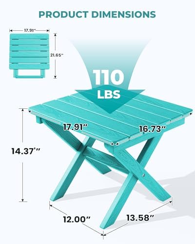 SERWALL Small Folding Outdoor Side Table Set of 2, Aruba - Image 3