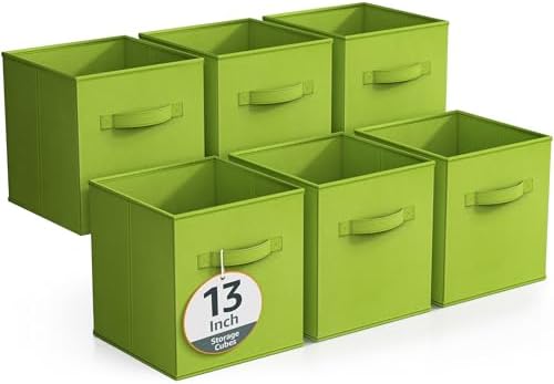 Sorbus Fabric Storage Cubes, 6-Pack Foldable Bins (13 Inch, Green) by Sorbus