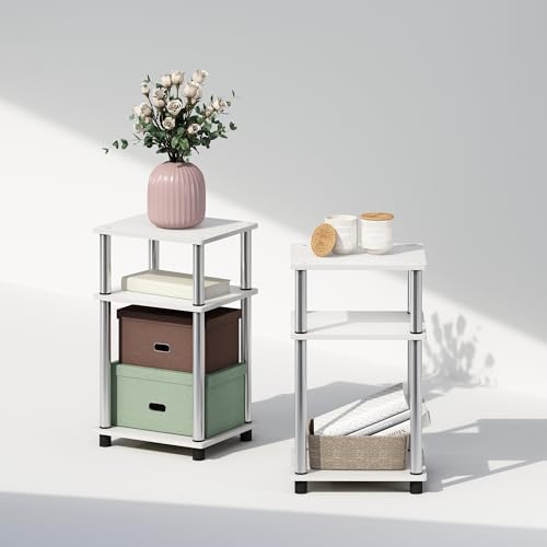 Furinno JUST Set of 2 Toolless 3-Tier Night Stand, White Oak - Image 5