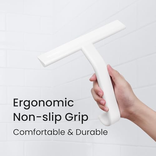 dancemoon JustHang Shower Squeegee with Built-in Hook, 10-Inch White - Image 5