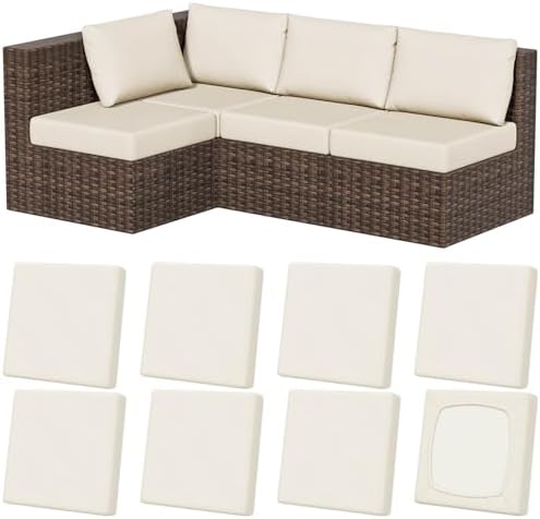 8Pcs Outdoor Cushion Covers, Stretch Patio Furniture Couch Chair Slipcovers by VORSHAPE