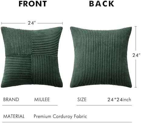 MIULEE Army Green Decorative Euro Sham Pillow Covers 24x24 Inch 2 Pack - Image 6