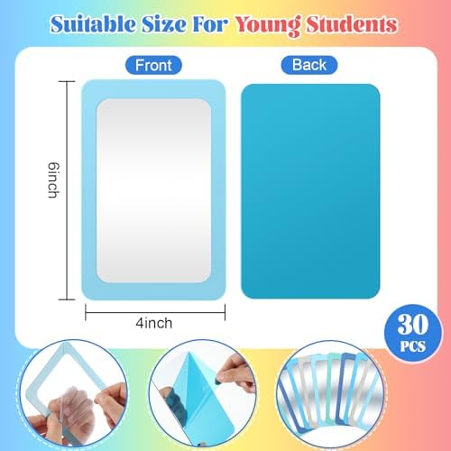 Dandat 30 Pcs 6x4 Shatter Proof Unbreakable Kids Mirrors, Gray Blue - Image 2