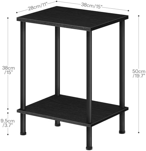 HOOBRO End Table, Small Side Table, Nightstand with 2-Layer Storage Shelves, Sofa Table for Small Spaces, Living Room, Bedroom, Stable Frame, Easy Assembly, Black BB09BZ01 - Image 3