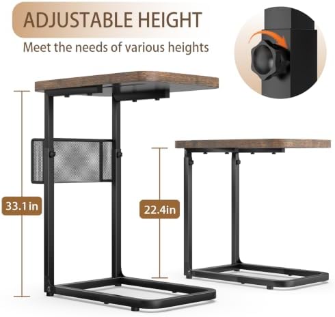 Tv Dinner Couch Tray Table with Card Slot，Adjustable Height Bedside table - Image 2