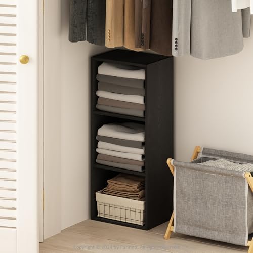 Furinno Reed Closet Organizers and Storage, 3-Tier Closet Organizer, Open Shelf Closet Storage, for Wardrobe, Bedroom, Living Room, Blackwood by Furinno-FitsYourSpaceFitsYourBudget