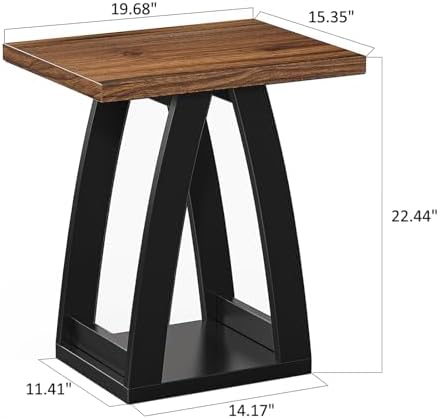 FROMJBEST End Table Set of 2, Side Table Living Room,Nightstand Black&Brown - Image 3