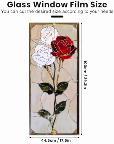 Stained Glass Window Privacy Film Static Cling - Rainbow Glass Decorative Sun Blocking Window Covering, Non-Adhesive Removable Stickers for Home & Office, 17.5" x 39.3" - Image 2