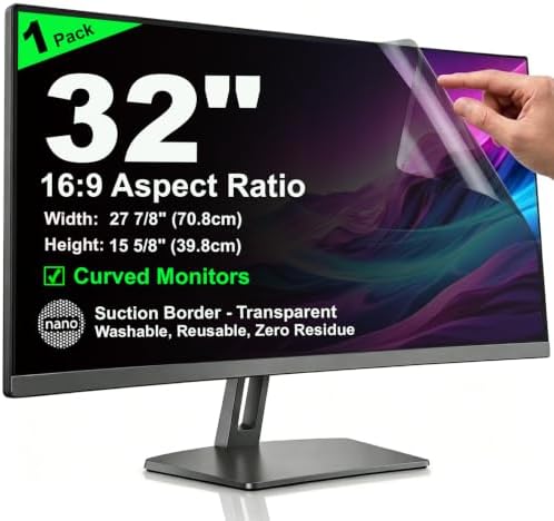 1 Pack Nano Suction Border Privacy Screen for 32 Inch Computer Monitor by Ruord