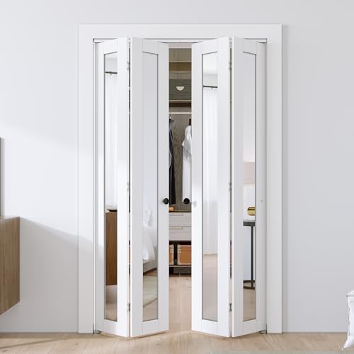 SMARTSTANDARD 48" x 80" Bifold Doors, Mirror Closet Folding Doors, MDF by SMARTSTANDARD