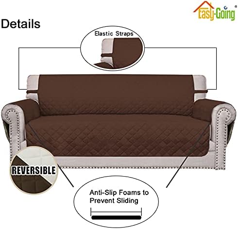 Easy-Going Reversible Couch Cover, Oversized Chair, Coffee/Ivory - Image 3