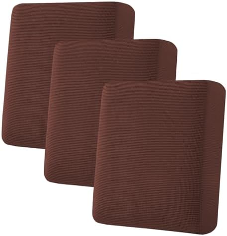 H.VERSAILTEX Super Stretch Individual Seat Cushion Covers Sofa Covers Couch Slipcover Sets Thick Jacquard Textured Twill Fabric (3 Piece Sofa Cushion Covers, Burnt Brick) by HVERSAILTEX