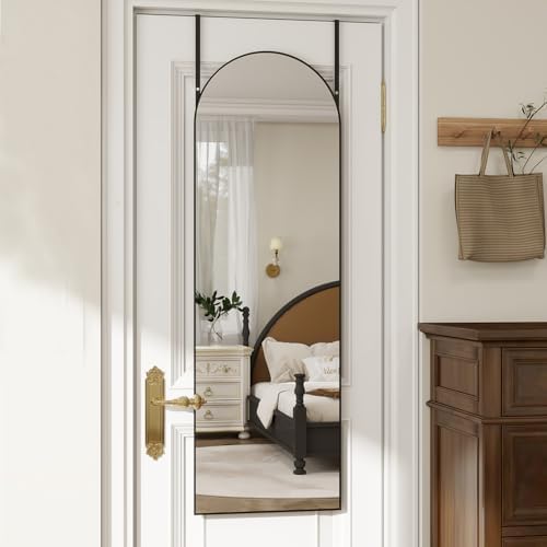Over the Door Mirror Full Length, 48"x14"Door Hanging Mirror Full Length Arch Mirror, Behind the Door Wall Mirror, Back of Door for Closet Bedroom Living Room, Black by TinyTimes