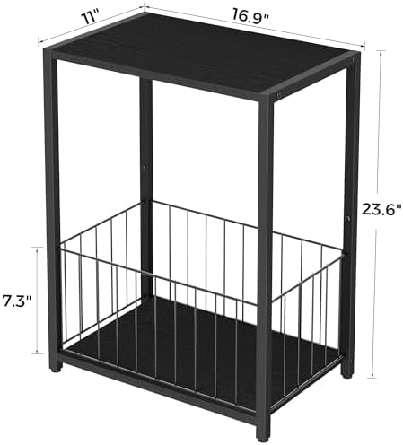 Homleke Side Table with Magazine Holder, Record Player Stand with LP Shelf - Image 3