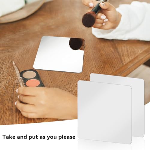 yuntop 2 Pack Self Adhesive Acrylic Mirror, 2MM Flexible Plastic Mirror, Shatterproof PS Frameless Wall Mirror for Bathroom Vanity and Entryway (6 x 6 inch) - Image 5