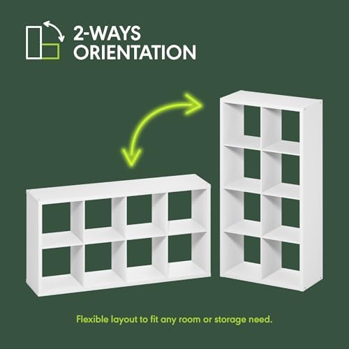 Furinno Simple 8-Cube Storage Organizer, Extra Thick Frame, Pale Grey - Image 5