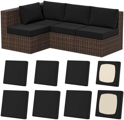 8Pcs Outdoor Cushion Covers, Stretch Patio Furniture Couch Chair Slipcovers by VORSHAPE