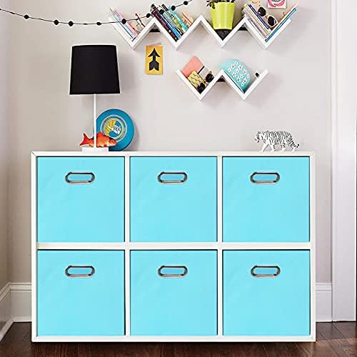 Yunkeeeper storage bins Cubes, Fabric Cube Organizer with Handle, Foldable Cube Bins for Cloth or Accessary Storage, 11x11x11, Set of 3, (Blue) - Image 6