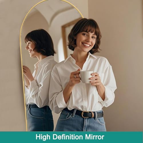 Arched Full Length Mirror, 58"x18" Floor Mirror with Stand, Large Full Body Mirrors, Arch Wall Mirror, Big Full Size Mirrors for Bedroom, Aluminum Frame, Gold - Image 7