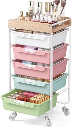 SYKIARIOL Utility Cart with Drawers,Craft Cart with 5 Drawers,Colorful by SYKIARIOL